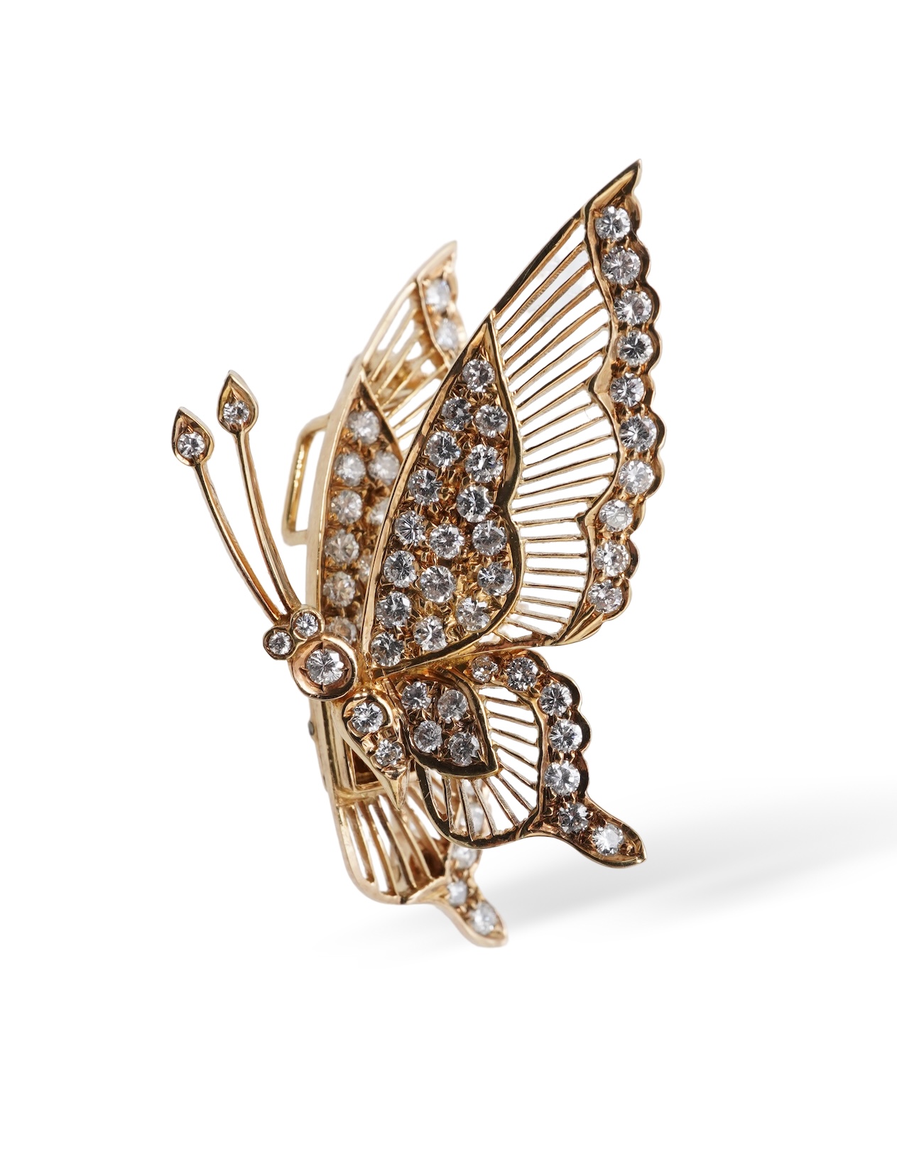 A diamond butterfly brooch